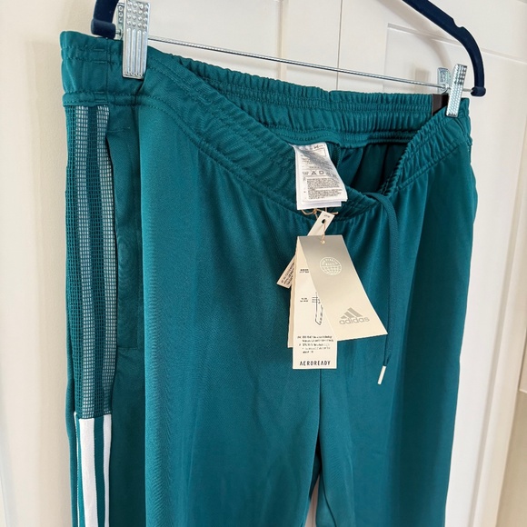 WOMENS ADIDAS TEAL 3 STRIPE TRACK PANTS SIZE XL - Picture 1 of 7